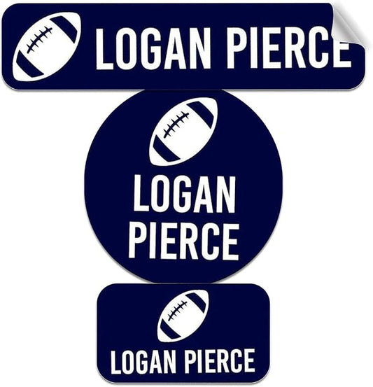Label Daddy Personalized Name Labels for School, Football Design | Waterproof Name Tags for Kids, Washable Daycare Labels, Clothing, Lunch Boxes, Water Bottles and More, 128 Ct