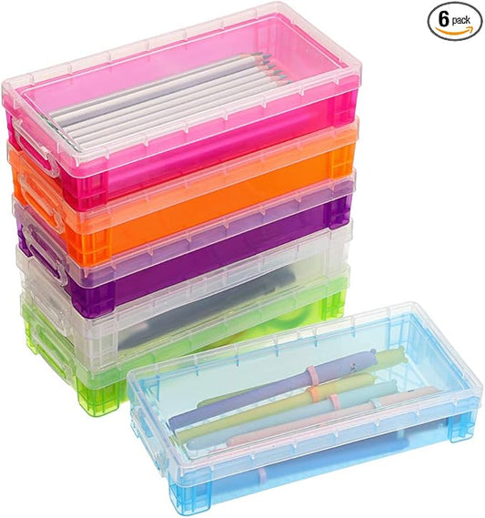 BTSKY Large Capacity Pencil Box, Office Supplies Storage Organizer Box, Brush Painting Pencils Storage Box Watercolor Pen Container Drawing Tools Colorful