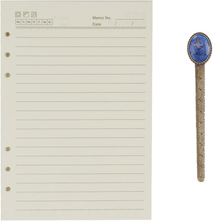 A5 Refill Paper 6 Hole Punched Filler Paper Refills for A5 Loose Leaf Notebook Travel Journal Personal Diary Planner Binder, 80 Sheet, 160 Page, Lined Paper