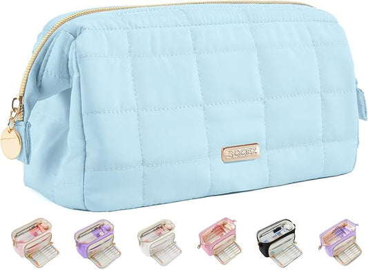 Sooez Large Pencil Case Pouch, Soft Pencil Bag with Zipper, Pen Bag Wide Opening, School Supplies Cute Pencil Case for Girls Boy Men Women, Blue