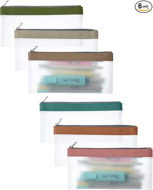 Mr. Pen- Clear Pencil Pouch, 8.50"x4.25", 6 Pack, Durable TPU Material, Medium Water-Resistant Pencil Bags with Smooth Zipper, Multipurpose Clear Pouch for Stationery, School, Office, Travel Supplies