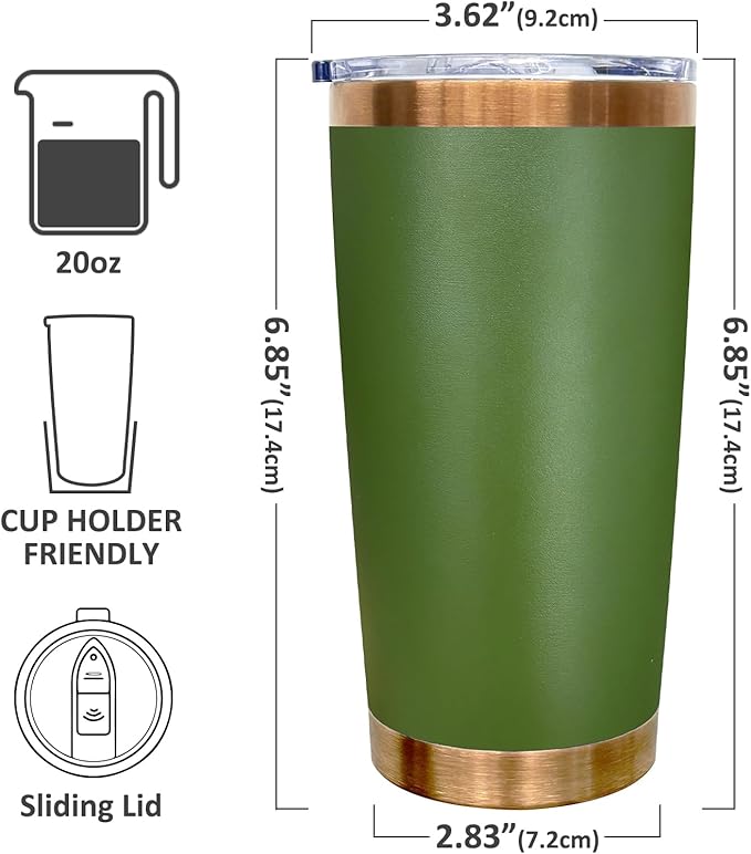 20 oz Tumbler Bulk 12 Pack Stainless Steel Tumblers with Lids and Straws, Double Wall Vacuum Insulated Travel Coffee Mug for Laser Engrave, Powder Coated Cups Hot and Cold Drinks (Army Green,12 pack)