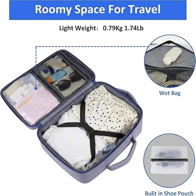 Taygeer Travel Backpack for Women,40L Travel Laptop Mochila Carryon Luggage | College Backpack with Laptop Compartment & Shoe Pouch, Airline Approved Personal Item Bag for Weekender Gym Hiking, Gray Blue
