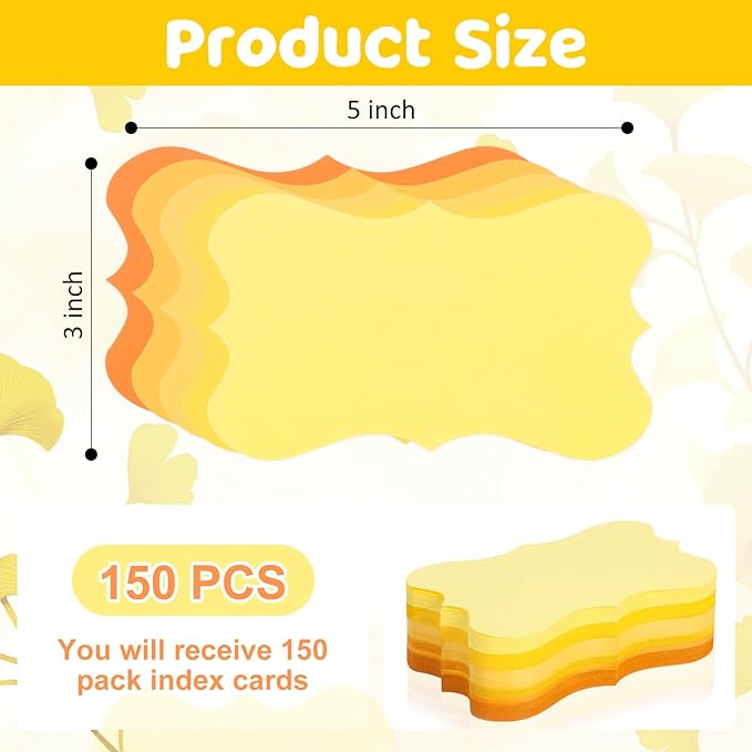 150 Pcs Yellow Blank Index Cards 3x5 Inch Study Notecards Blank Flash Cards Assorted Cardstock Paper Business Cards Heavy Note Cards For Studying Organizing School Office Supplies