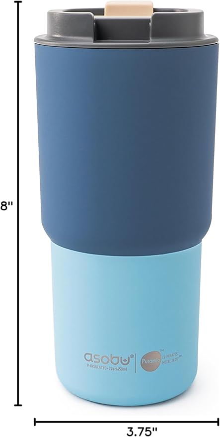 asobu 22oz Extra Large Ceramic-Lined Travel Mug with No Metal Taste-Keeps Flavors True (Pastel Blue)