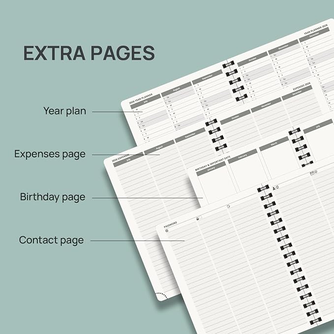 POPRUN 2026-2027 Academic Weekly Planner, 6.75" x 8.75" Horizontal Daily Book Calendar, July 2026 to June 2027, Softcover Appionment Book with Monthly Tabs, Spiral Bound, Inner-Pocket - Black