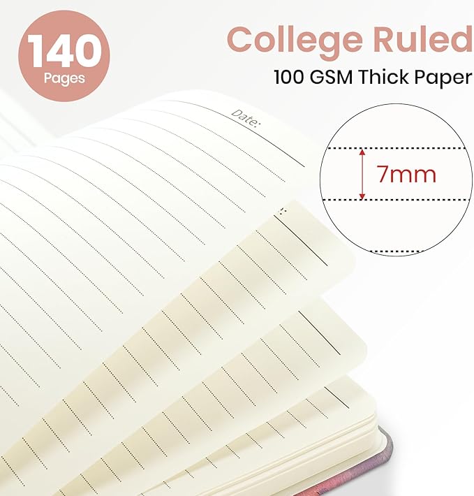 ZOTIA Lined Spiral Journal Notebook for Women, A5 College Ruled Journals for Writing, Hardcover Notebooks for Work, Note taking and Office School Supplies,140 Pages - Sunset