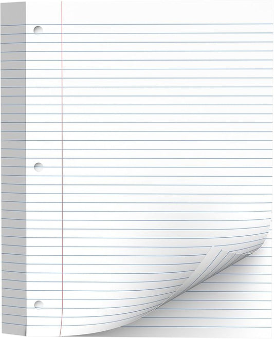 130 Sheets Loose Leaf Paper College Ruled Notebook Paper 8 x 10.5 Inch 3-Hole Punched Lined Paper for Binders 8 x 10-1/2 Loose-leaf Paper, White 3 Ring Binder Paper Filler Paper for School Office Home
