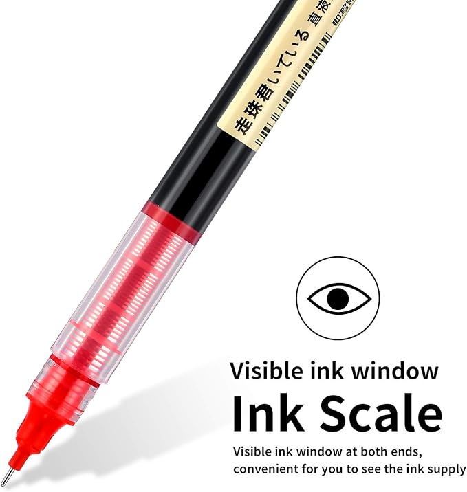 Frienda 12 Pcs Rolling Ball Pen 0.5 mm Japanese Pen,Black and Red