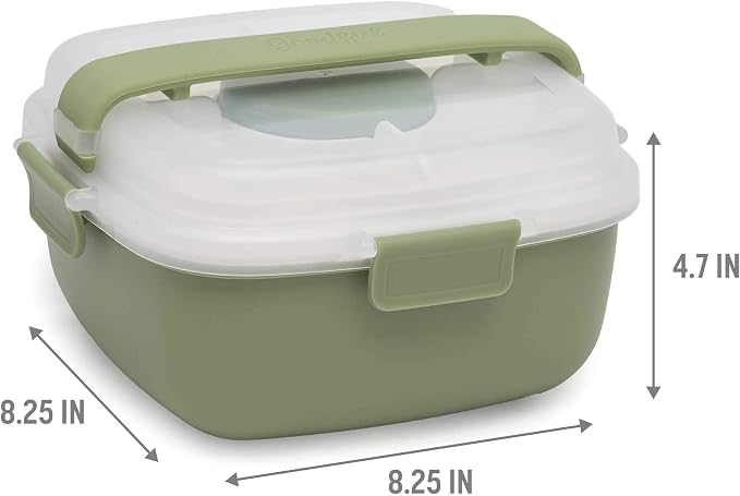 Goodful Stackable Lunch Box Container, Bento Style Food Storage with Removeable Compartments for Sandwich, Snacks, Toppings & Dressing, Leak-Proof and Made without BPA, 56-Ounce, Sage (Pack of 12)