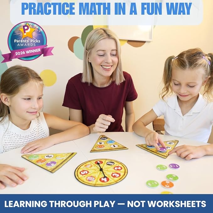 Matheroni Pepperoni Math Games for Kids 5-7, Addition and Subtraction STEM Board Game - Educational & Fun Pizza Game for Kindergarten, 1st-3rd Grade by Pidoko Kids