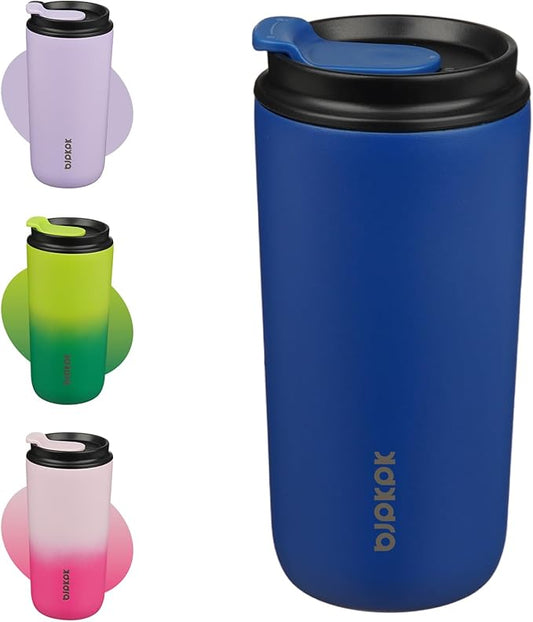 BJPKPK 16oz Insulated Tumbler with Lid,Travel Coffee Mug Stainless Steel,Leakproof Reusable Thermal Cup for Cold and Hot Drinks,Sapphire Blue