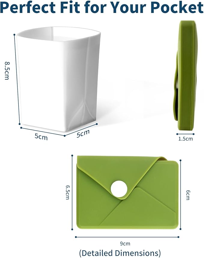 MERMOO YILAN Handly Pocket Cup Collapsible Silicone Cup 250ml, Portable Travel Cup & Camping Cup, Foldable Water Bottle for Hiking, Gym, Office, Car (Green)