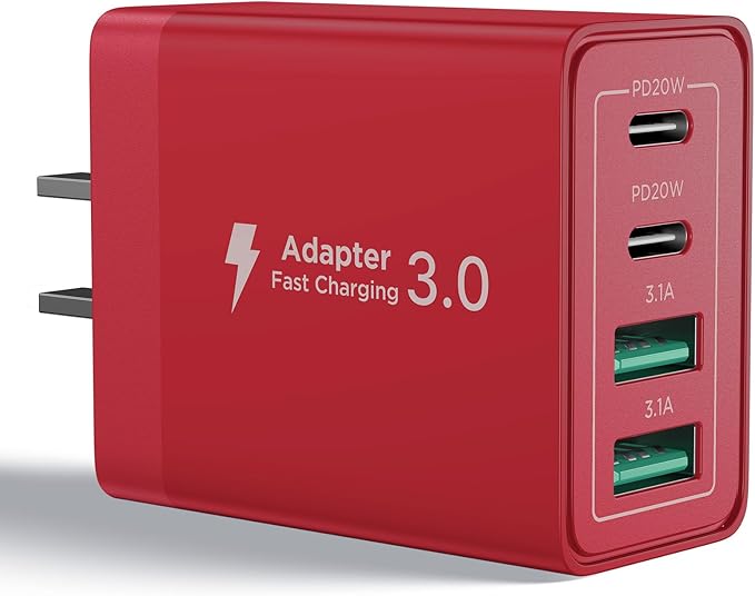 USB C Charger Block, 40W iPhone Charge Blocks Wall Charger 4-Port PD Power Adapter + QC Wall Plug Multiport Type C Charging Block Cube for iPhone 16 15 14 13 12 11 Pro Max XR XS 8 7