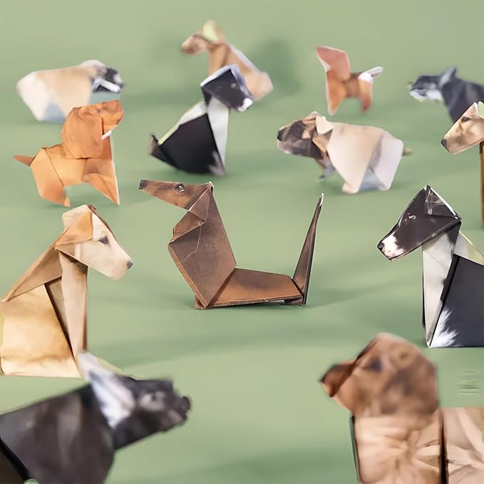 Origami Paper Craft Kit, Origami Dogs Paper Crafts for Adults & Kids - DIY Paper Origami Kit Desk Decoration Gift for Dog Lovers | 50 Sheets