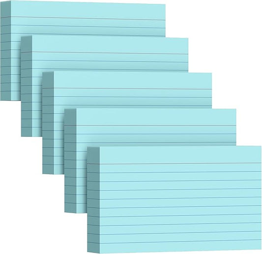 250 Count Index Cards 3 x 5 Inch, Thick Blue Lined Note Cards Portable Ruled Flash Cards Perfect for Studying and Organizing, Note Taking Study Flashcards for Home, School and Office
