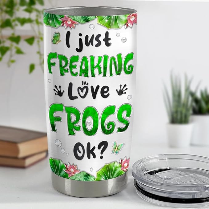 SANDJEST Frog Gifts for Women Girls Frog Tumbler 20oz Jewelry Drawings Stainless Steel Insulated Tumblers Coffee Travel Mug Cup Gift for Birthday Christmas