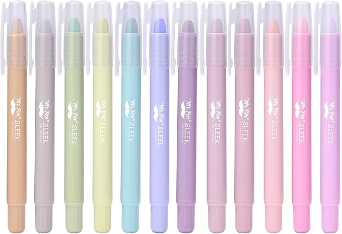 Mr. Pen- No Bleed Gel Highlighters, Morandi Colors, 12 Pack, Bible Highlighters and Pens No Bleed, Bible Markers for Study, Journaling, School Supplies and Accessories