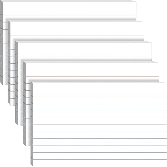 Index Cards 5x8, 100 Sheets, Ruled White Flash Cards for Effective Studying and Note-Taking, Premium Note Cards, Essential School Supplies for College & Office, Home Organization & Study Supplies