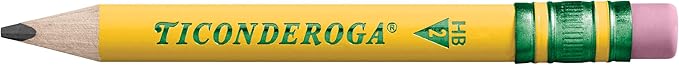 Ticonderoga My First Half-Size Wooden Pencils, Large Triangle-Barrel Pre-Sharpened #2 (HB) Short 4.5" Yellow Pencils with Erasers, Yellow, 12/Pack