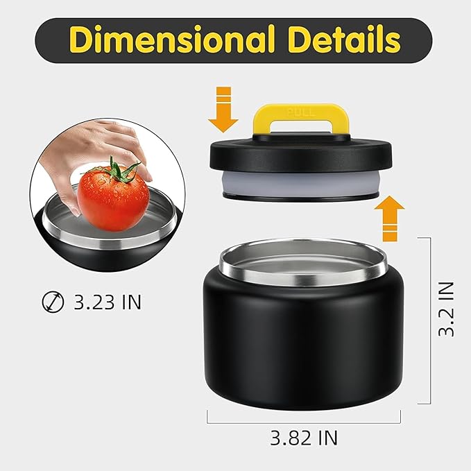 JXXM 8 Oz Thermo Food Jar for Hot & Cold Food for Kids, Insulated Lunch Containers Hot Food Jar,Leak-Proof Vacuum Stainless Steel Wide Mouth Lunch Soup Thermo for School (Black-Pure)