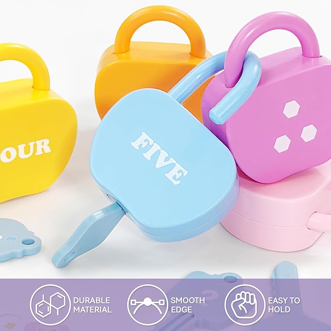 Locks and Key Toddler Toys, Number Counting Cause and Effect Toys for Kids Ages 3-5, Preschool Learning Activities, Kindergarten Classroom Must Haves, Montessori Toy for 3 Year Old