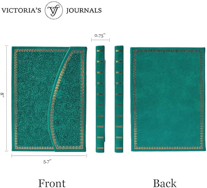 VICTORIA'S JOURNALS Magnet Journal, Carving Vintage Notebook Faux Leather Hard Cover Personal Diary Lined Pages Ribbon Bookmark, 8'' x 5.7''