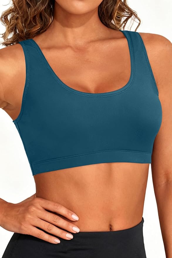 Tempt Me Women Sports Bra Bikini Top Push Up Scoop Neck Bathing Suits Top Padded Swim Crop Tops Only