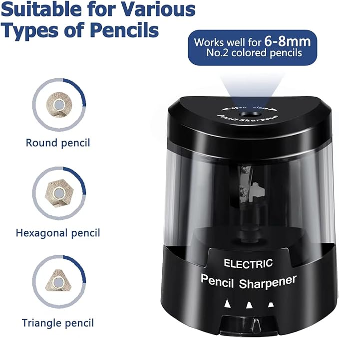 Electric Pencil Sharpener, Battery (Not Included) USB Powered 1609-B-S003