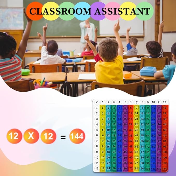 Rainbow Multiplication Table Game Flash Card Chart Math Manipulatives 12x12 Math Multiplication Teaching Tools Supplies for 3rd 4th 5th Grade, Classroom Homeschool Wall Chart