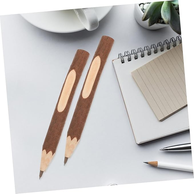 Wooden Ballpoint Pens 10pcs 17cm Small Biodegradable Tree Bark Writing Supplies Convenient Multifunctional Office and School Accessories