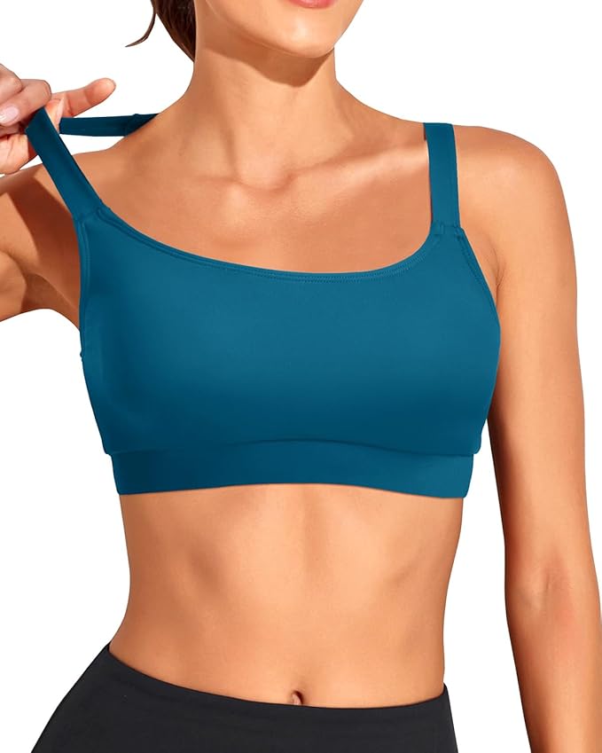 Tempt Me Women Sports Bra Bikini Tops Scoop Neck Bathing Suits Top Padded Swim Crop Tops Only