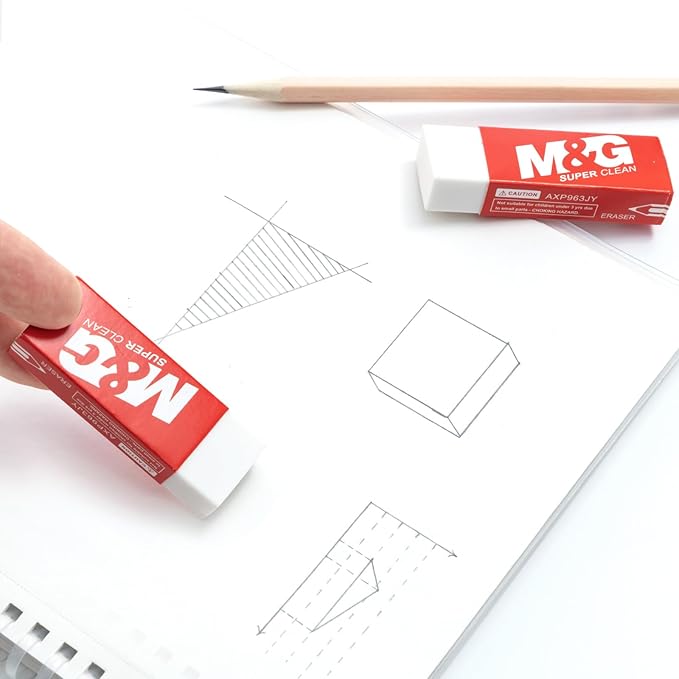 M&G Pencil Eraser for Kids, 20 Pack, White Erasers Bulk for Artists, Drawing Eraser for Sketching, Art Erasers for Drawing, School,Office Supplies