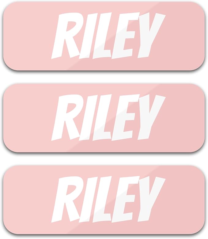 Custom Name Labels for Kids (120 Labels) Personalized Waterproof Clothing Stickers for Daycare, Camp or School - Name Stickers for Bottles, Jackets, Backpacks, Shoes and School (Rose Blush)