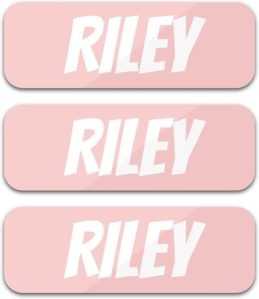 Custom Name Labels for Kids (120 Labels) Personalized Waterproof Clothing Stickers for Daycare, Camp or School - Name Stickers for Bottles, Jackets, Backpacks, Shoes and School (Rose Blush)