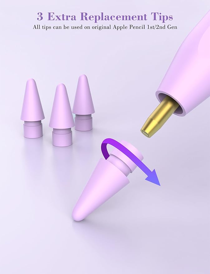iPad Pencil 6th-11th Generation,10 Mins Fast Charge Stylus Pen,Palm Rejection&Tilt Sensitivity,Compatible with Apple Pencil 1st/2nd iPad Pro 11"/12.9"/M4, Air 3/4/5/M2/M3, Mini 5/6 Purple