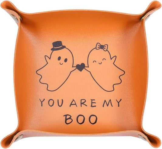 Gothic Halloween Boo Basket Stuffers for Women Men Spooky Basket Stuffers Scream Themed Gift Anniversary Leather Gift for Couple National Girlfriends Day Gifts from Boyfriend Valentines Leather Tray