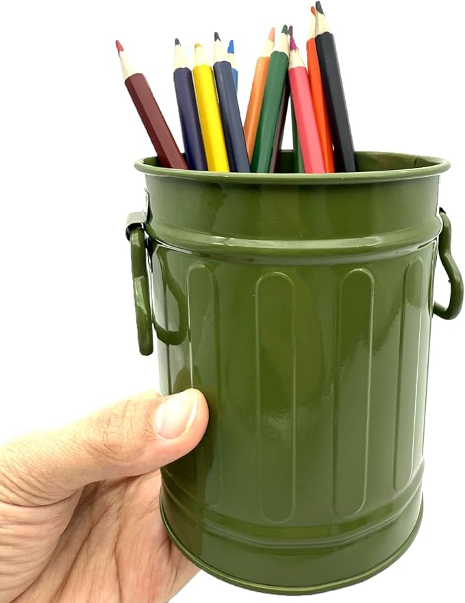 Desk Pen Holder, Metal Pencil Holder for Desk, Desk Organizer with Handle, Makeup Brush Holders, Pencil Cup, Desktop Storage Organizer for Office, School, Home (Green)