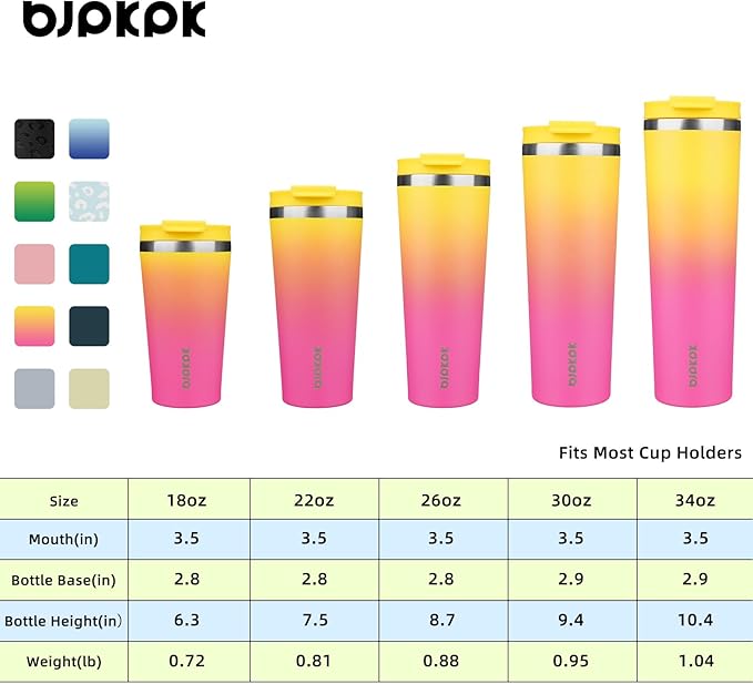 BJPKPK 26oz Stainless Steel Insulated Tumbler With lid And Straw Travel Coffee Thermal Tumblers Cup For Women And Men,Pink Yellow Rose