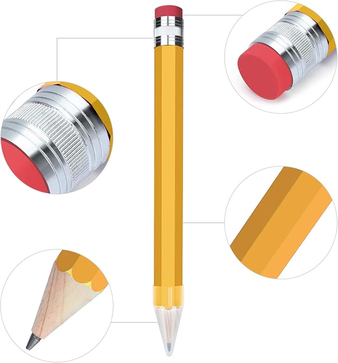 Giant Pencil, 14 Inch Big Jumbo Pencils, Funny Oversized Huge Comically Large Pencil with Cap for Prop/Gifts/Decor(Yellow)