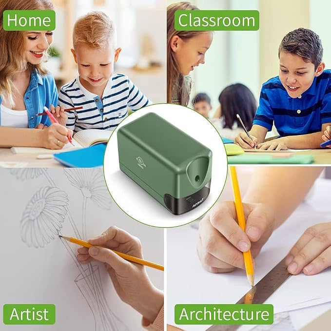 AFMAT 3 Pack Electric Pencil Sharpener, Heavy Duty Pencil Sharpener for Classroom, 6.5-8mm No.2/Colored Pencils, UL Listed, 10,000+ Sharpenings for Home, Office, School, PS105