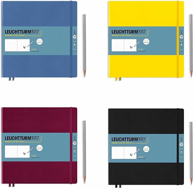 Leuchtturm1917 - Square Hardcover Sketchbook (Black) - 112 Pages of 150g/m² Paper