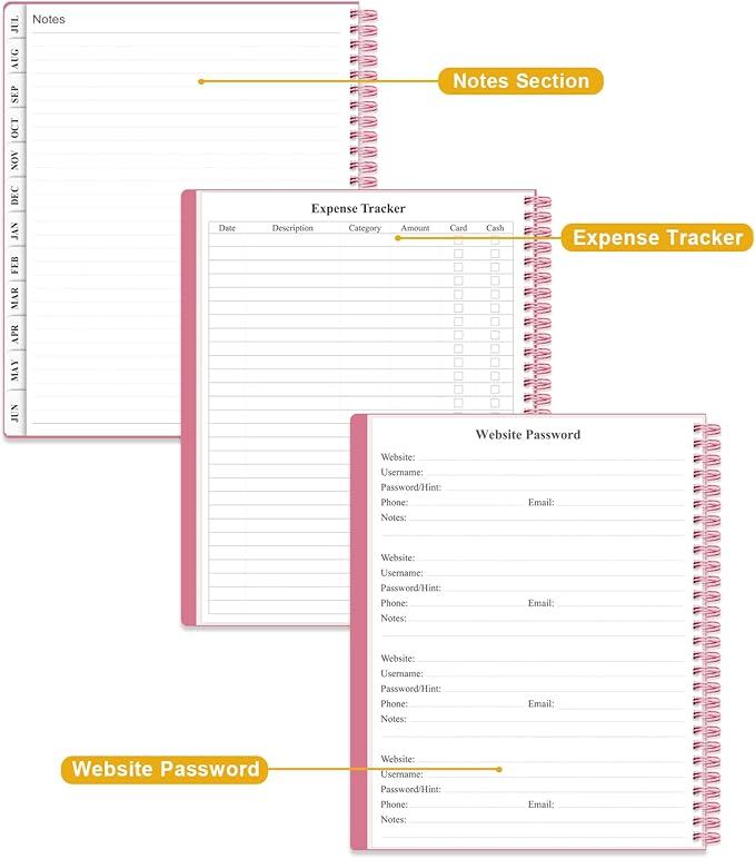 Academic Planner 2026-2027 - Weekly & Monthly Planner from July 2026 to June 2027, Agenda 2026 2027 with Inner Pocket, Elastic Band, 8.5" x 11", Pink