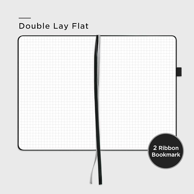 &And Per Se Graph Notebook, 5mm Grid, A5 Hardcover, 160 Pages 100gsm Thick Paper, Grid Journal for Diagrams, Wireframes, CAD Sketches (Black)