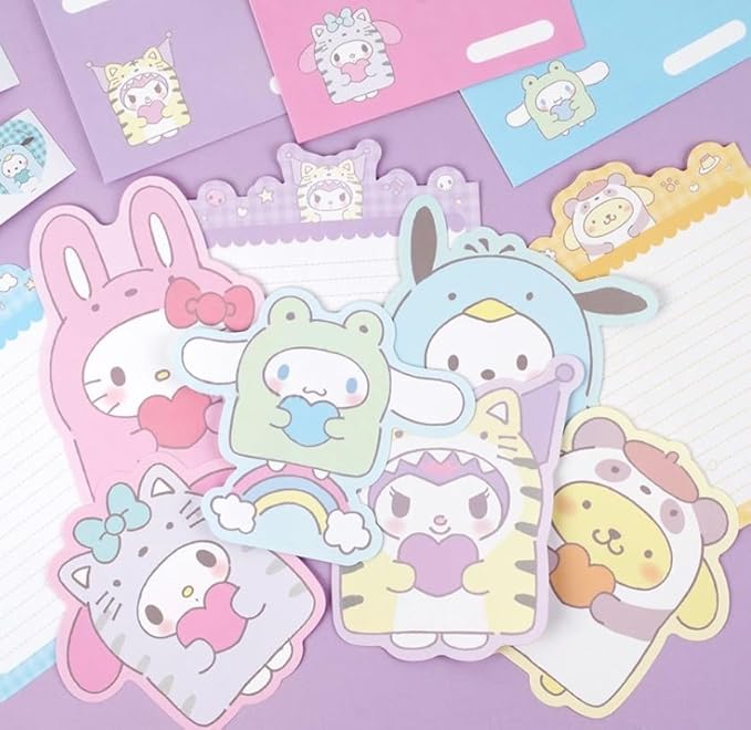 Generic Cute Stationery Writing Paper and Envelopes Set, 8 Letter Papers, 4 Envelopes, and 4 Stickers Included (Melody)