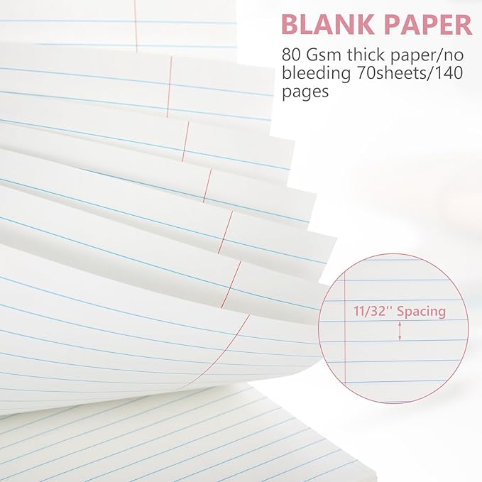 Resurhang 6 Pack 8.5 x 11'' Top Bound Office Steno Book Wide Ruled Double Sided Spiral Notebooks Reliable White Paper 70 Sheets/Pad Pastel Colors Covers for Writing School Notes(Bohemian Color)