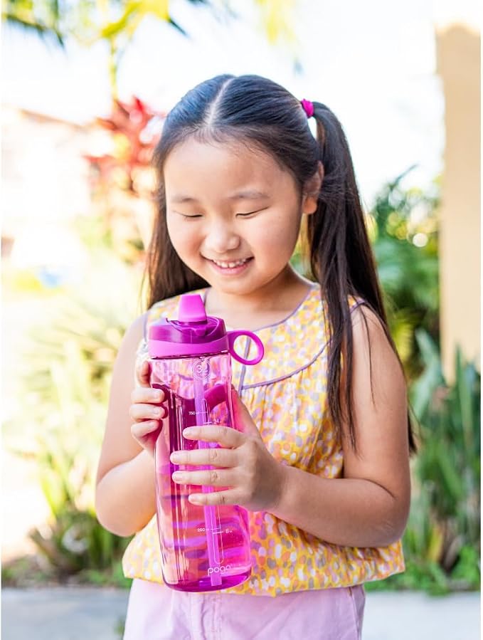 Pogo Plastic Water Bottle with Chug Lid and Carry Handle, Reusable, BPA Free, Dishwasher Safe, Perfect for Travel, School, Outdoors, and Gym, 18oz 32oz 40oz 64oz