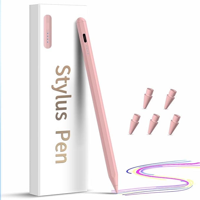 Stylus Pen for iPad,(2018-2026) Fast Charge with Tilt Sensitivity & Palm Rejection Compatible with iPad Pro 11"/12.9", iPad mini 5/6, iPad Air 3/4/5, iPad 6/7/8/9/10 (PK)