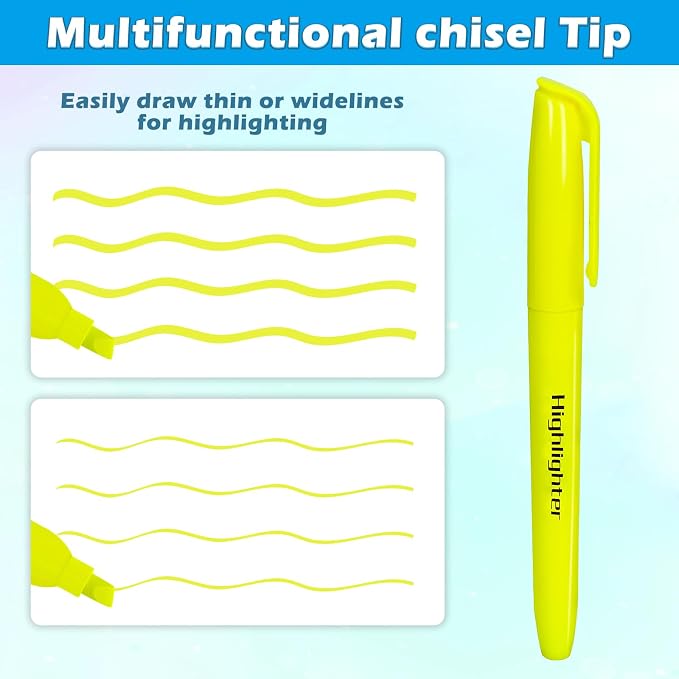 V-Opitos 30 Pack Yellow No Bleed Highlighters with Soft Chisel Tips | Bright Highlighters, Office Supplies, School Supplies