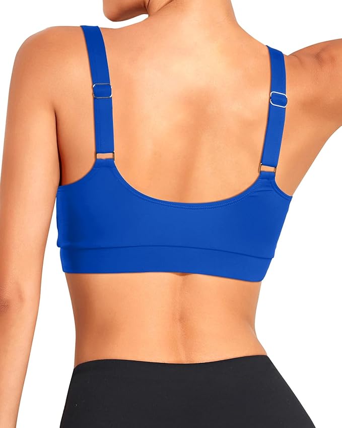 Tempt Me Women Sports Bra Bikini Tops Scoop Neck Bathing Suits Top Padded Swim Crop Tops Only